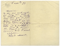 Claude Monet Autograph Letter Signed -- Monet Writes to His Wine Merchant, Amending His Wine Order